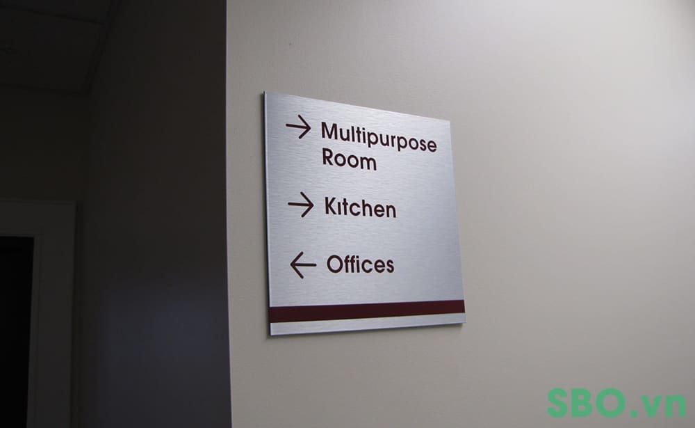 bảng chỉ dẫn bảng chất liệu inox xước an mòn, inox bóng