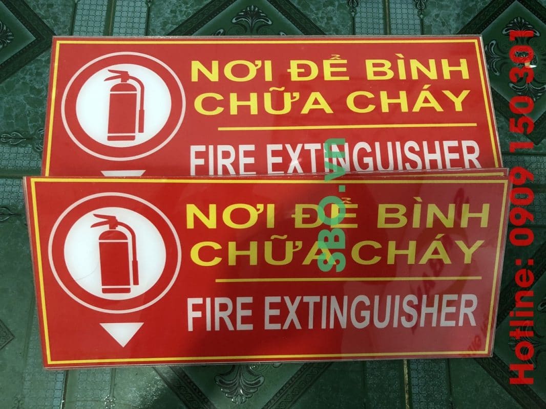 bảng nơi để bình phòng cháy chữa cháy mica