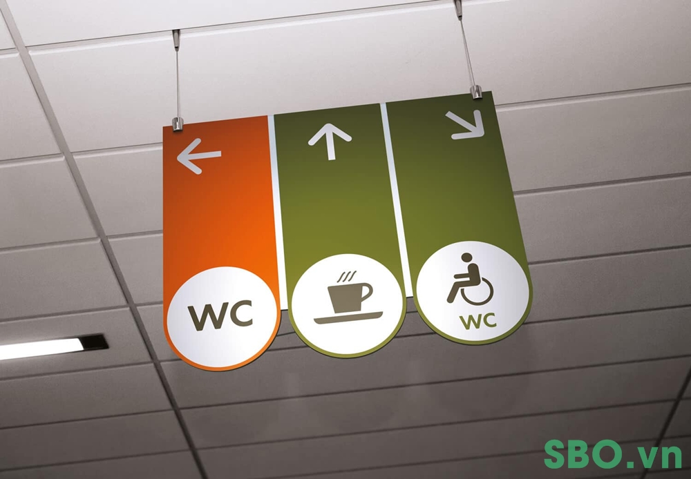 biển chỉ dẫn nhà vệ sinh trong nhà hàng quán ăn, quán cà phê