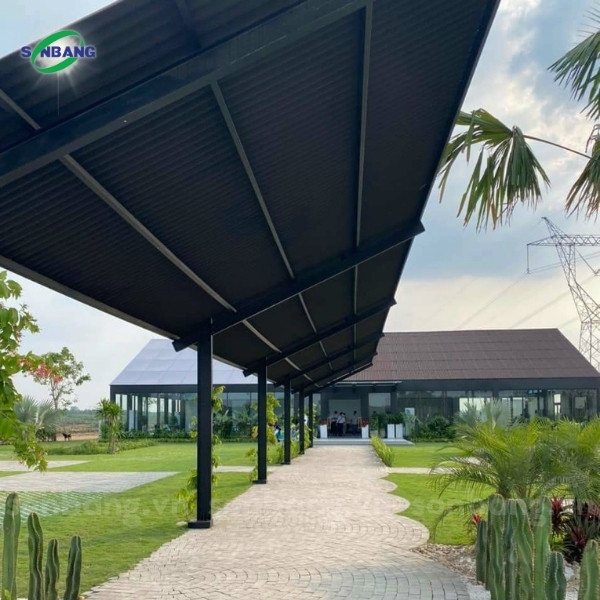 Mái che nắng lối đi cho khu nghỉ dưỡng bằng tấm Onduline