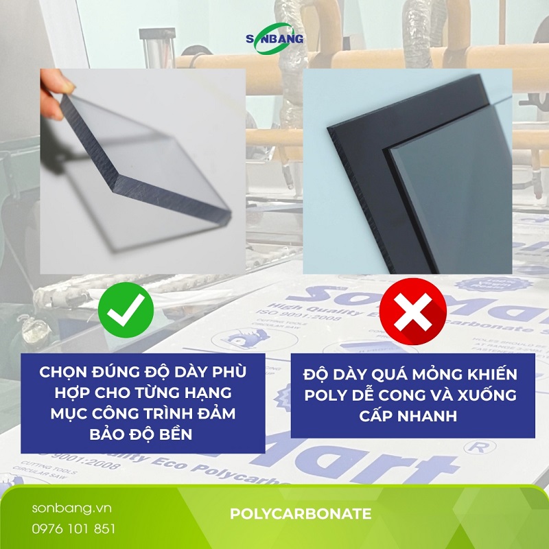 Nên chọn đúng độ dày cho công trình để đảm bảo thời gian sử dụng lâu nhất