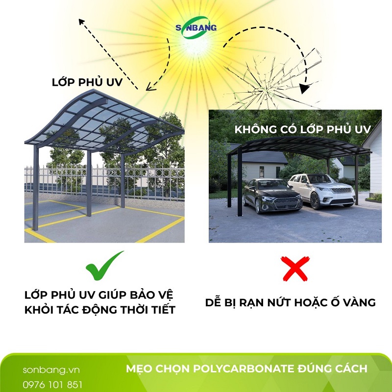 Lớp chống UV giúp bề mặt Poly bền màu