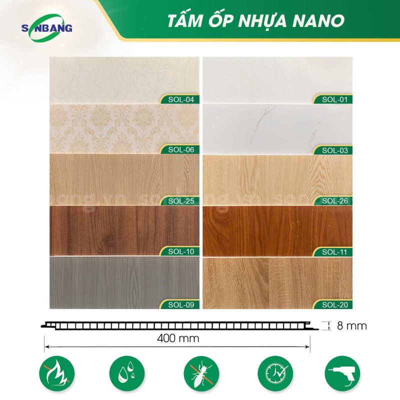 Bảng màu và hoa văn các loại tấm nhựa nano