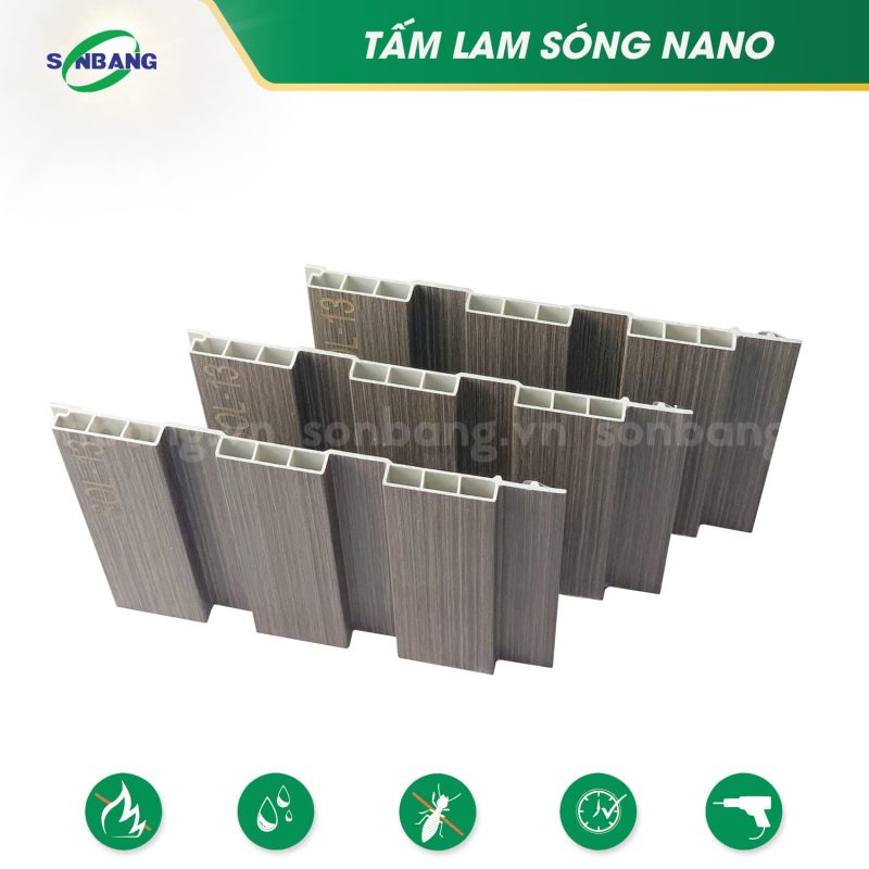 Lam sóng nhựa nano vân gỗ ốp tường, ốp trần 3 sóng SOL-13