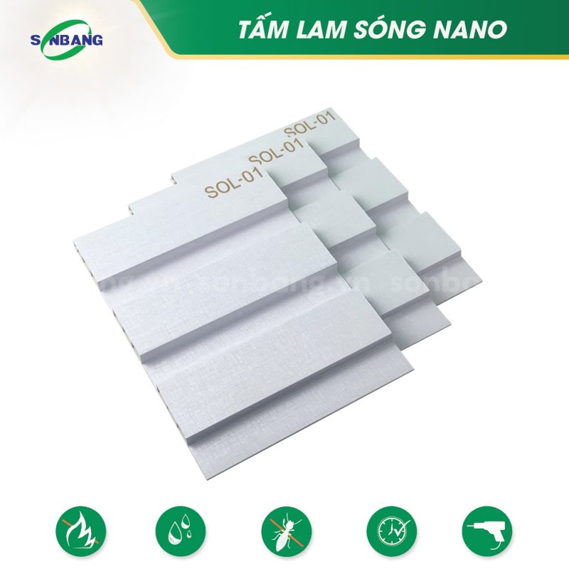 Lam sóng ốp tường, ốp trần nhựa nano 3 sóng SOL-01