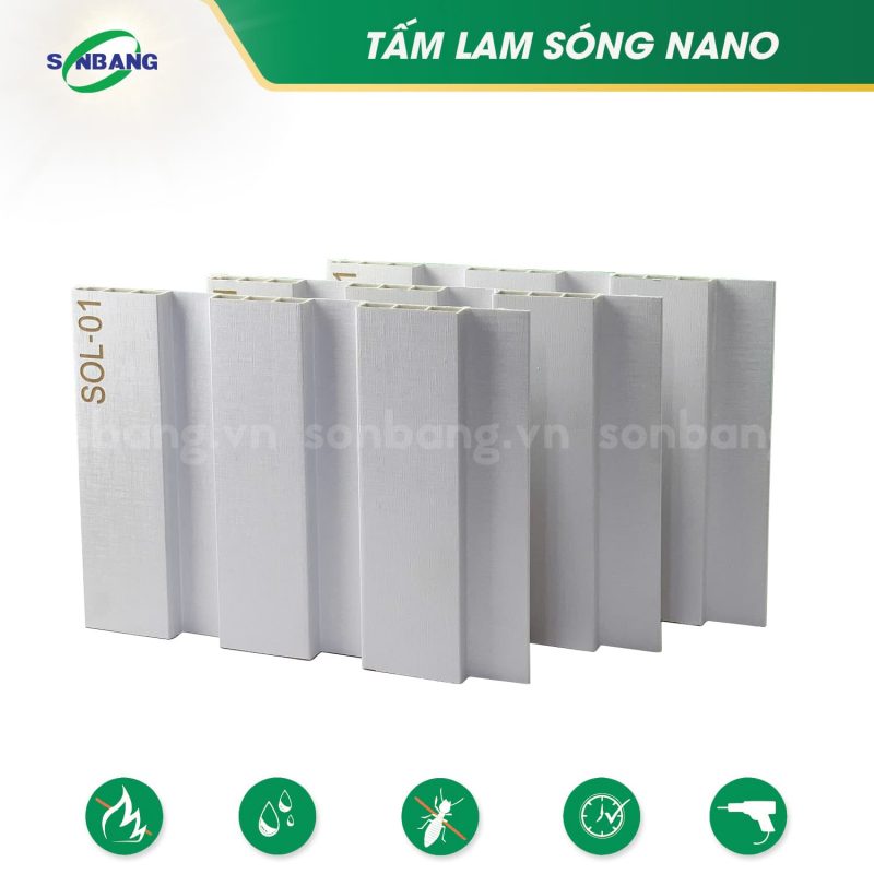 Lam sóng ốp tường, ốp trần nhựa nano 3 sóng SOL-01