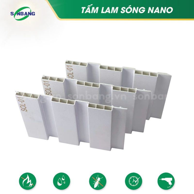 Lam sóng ốp tường, ốp trần nhựa nano 3 sóng SOL-01