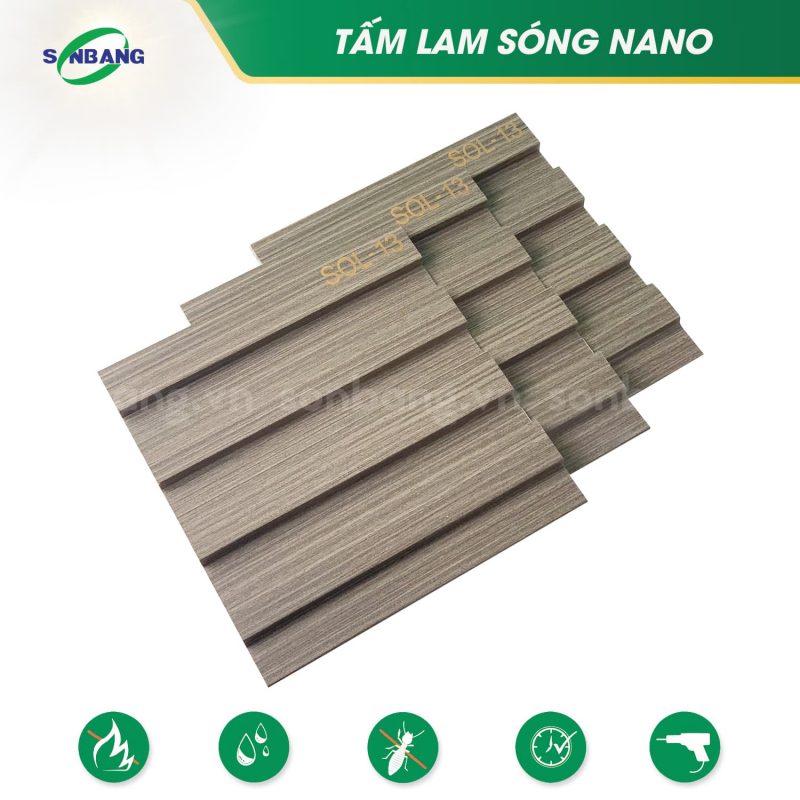 Tấm lam sóng nhựa nano vân gỗ 4 sóng ốp tường, ốp trần SOL-13