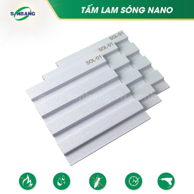 Tấm nhựa lam sóng nano ốp tường, ốp trần 4 sóng SOL-01