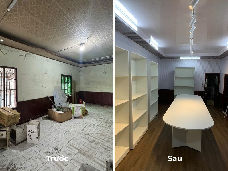 Văn phòng trước và sau khi được cải tạo bằng tấm ốp nano