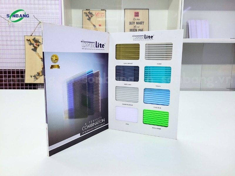 Bảng màu tấm polycarbonate rỗng thương hiệu Twinlite