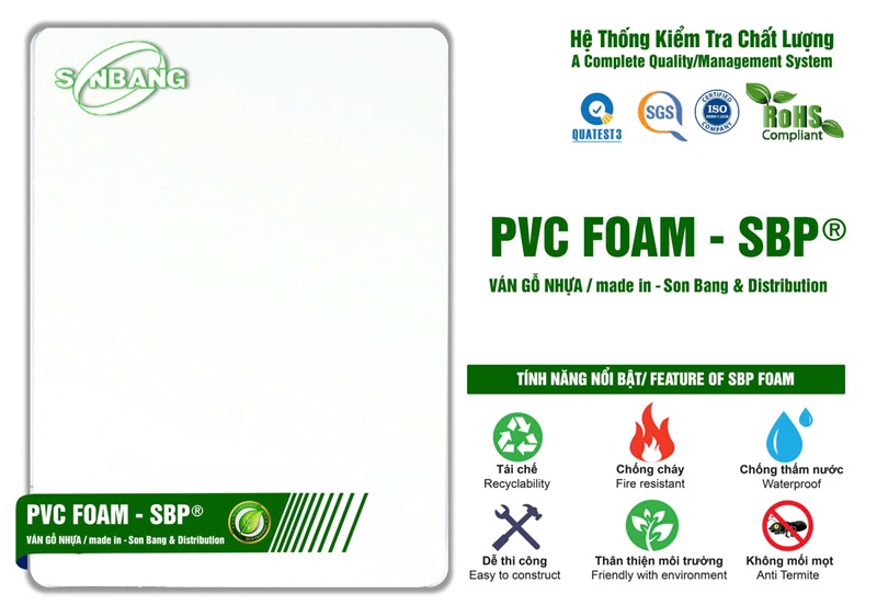 Tấm PVC Foam màu trắng SBP tiêu chuẩn