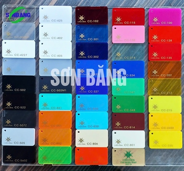 Bảng màu cơ bản của tấm mica tại Sơn Băng