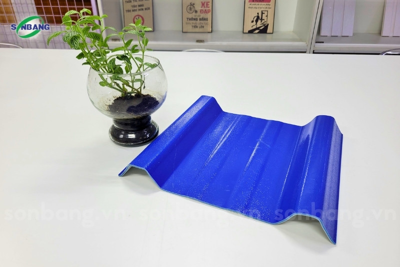 Tôn nhựa PVC ASA 5 sóng màu xanh